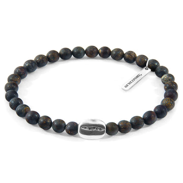 ANCHOR & CREW Brown Bronzite Coffee Bean Silver and Stone Bracelet