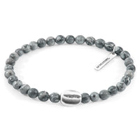 ANCHOR & CREW GUSTATORY x ANCHOR & CREW Grey Jasper Coffee Bean Silver and Stone Bracelet