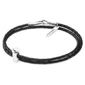 ANCHOR & CREW Black Coffee Takeout Cup Silver and Braided Leather Bracelet