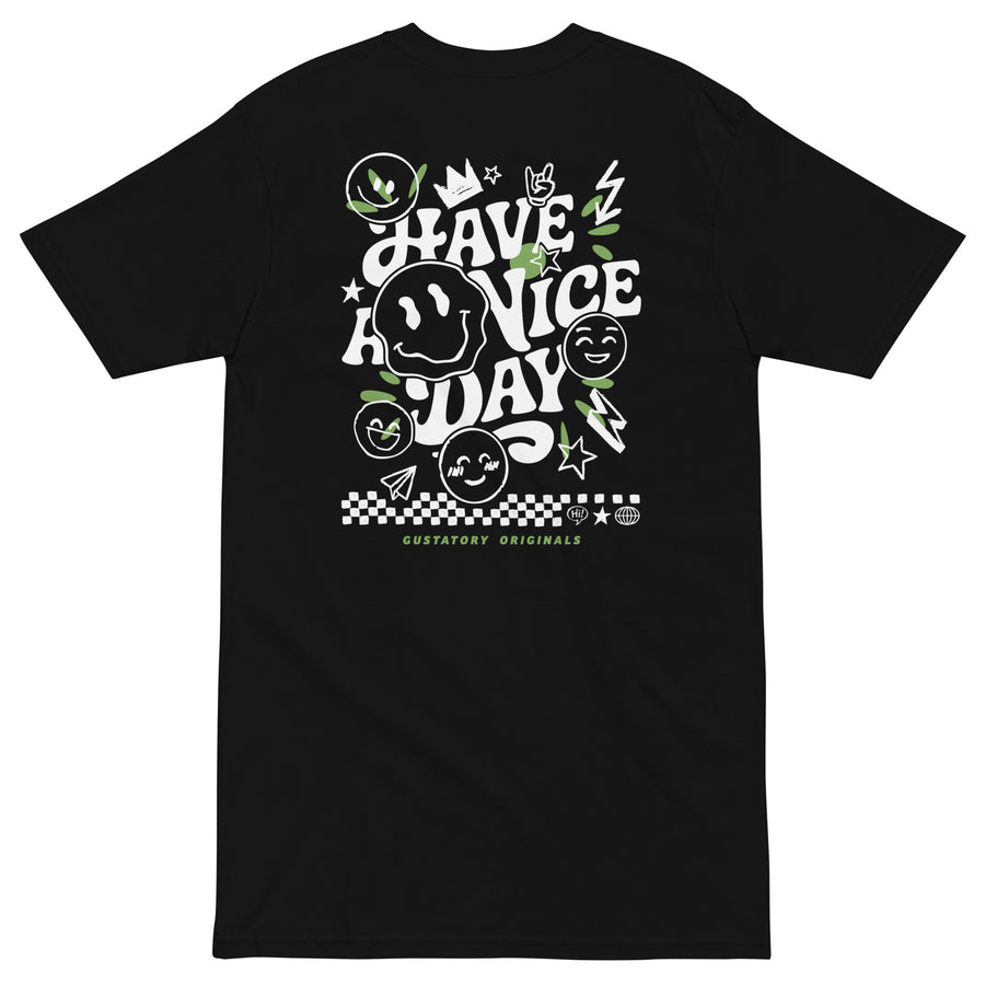 GUSTATORY Have A Nice Day Originals Heavy Cotton Embroidered T-Shirt