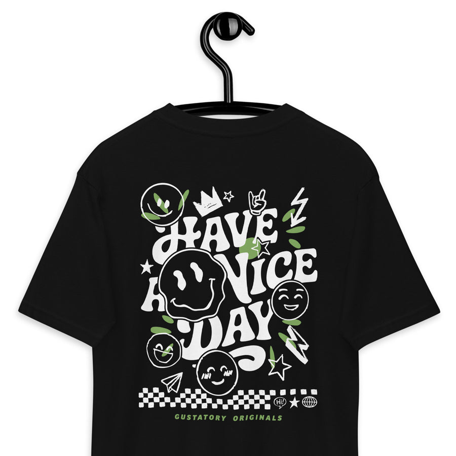 GUSTATORY Have A Nice Day Originals Heavy Cotton Embroidered T-Shirt