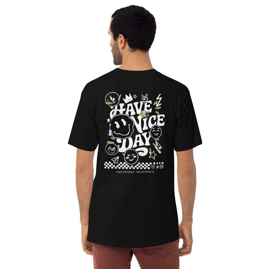 GUSTATORY Have A Nice Day Originals Heavy Cotton Embroidered T-Shirt