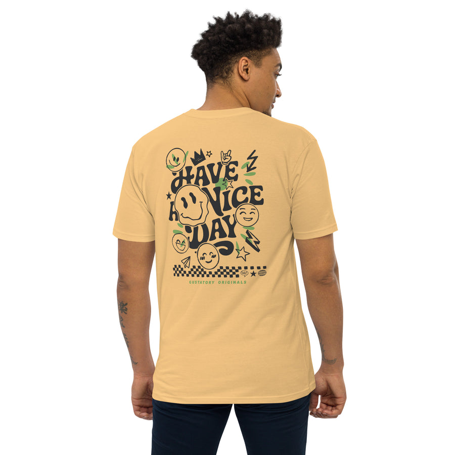 GUSTATORY Have A Nice Day Originals Heavy Cotton Embroidered T-Shirt