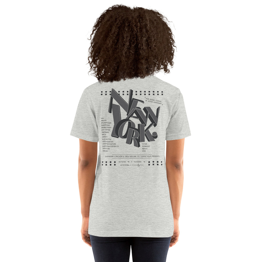 GUSTATORY New York Coffee Scene Cotton Embroidered T-Shirt