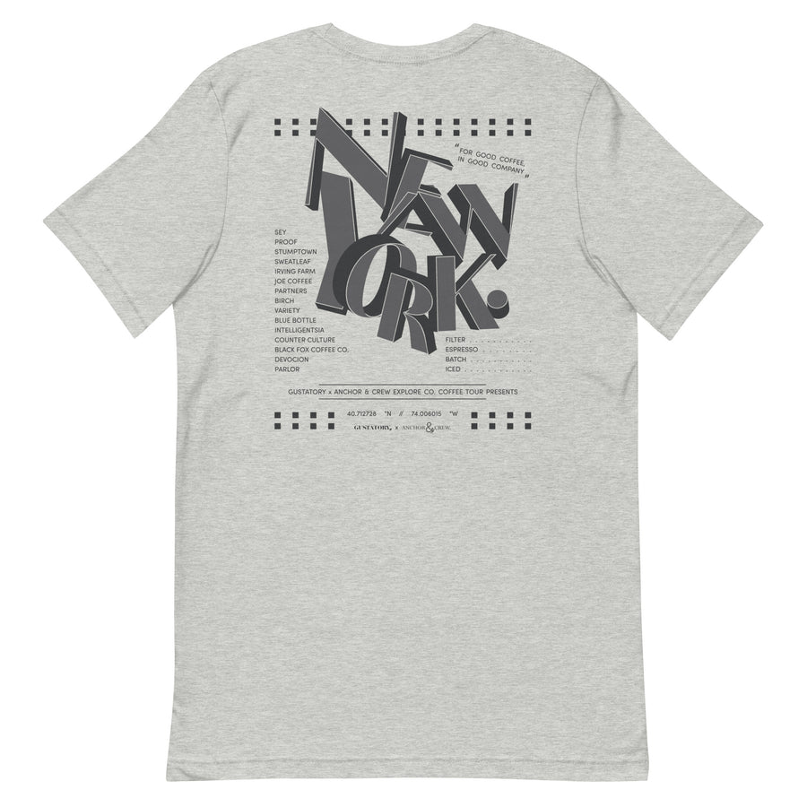 GUSTATORY New York Coffee Scene Cotton Embroidered T-Shirt