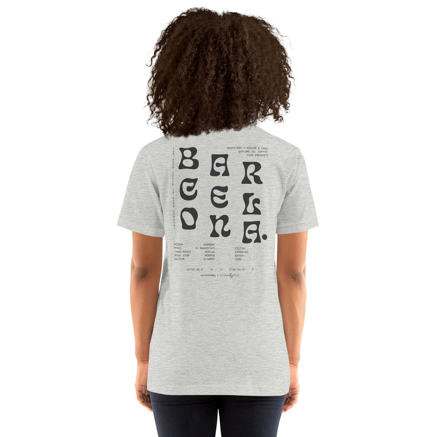 GUSTATORY Barcelona Coffee Scene Cotton Embroidered T-Shirt