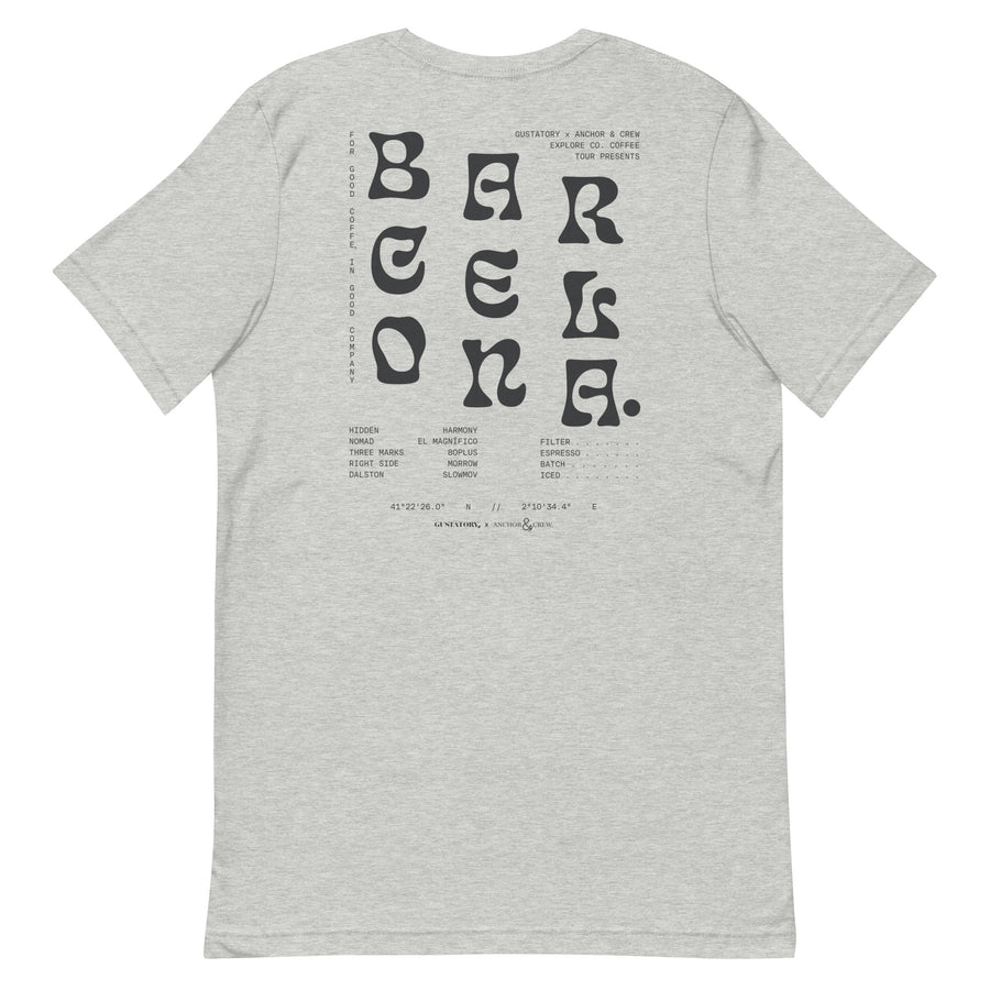 GUSTATORY Barcelona Coffee Scene Cotton Embroidered T-Shirt