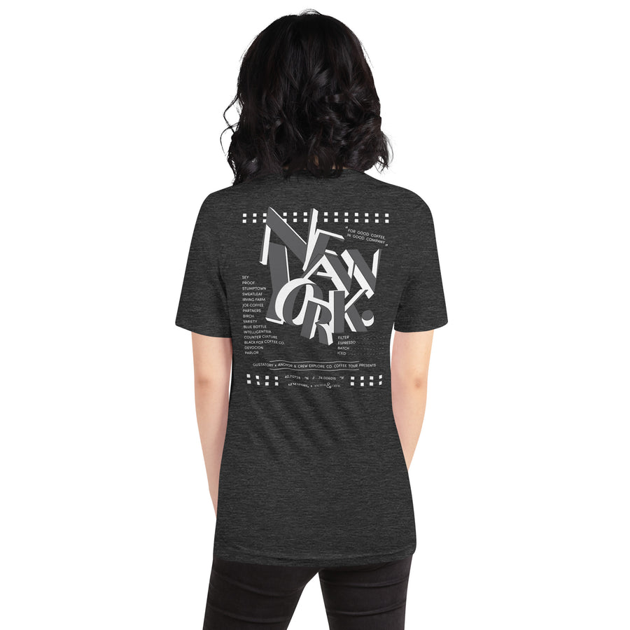 GUSTATORY New York Coffee Scene Cotton Embroidered T-Shirt