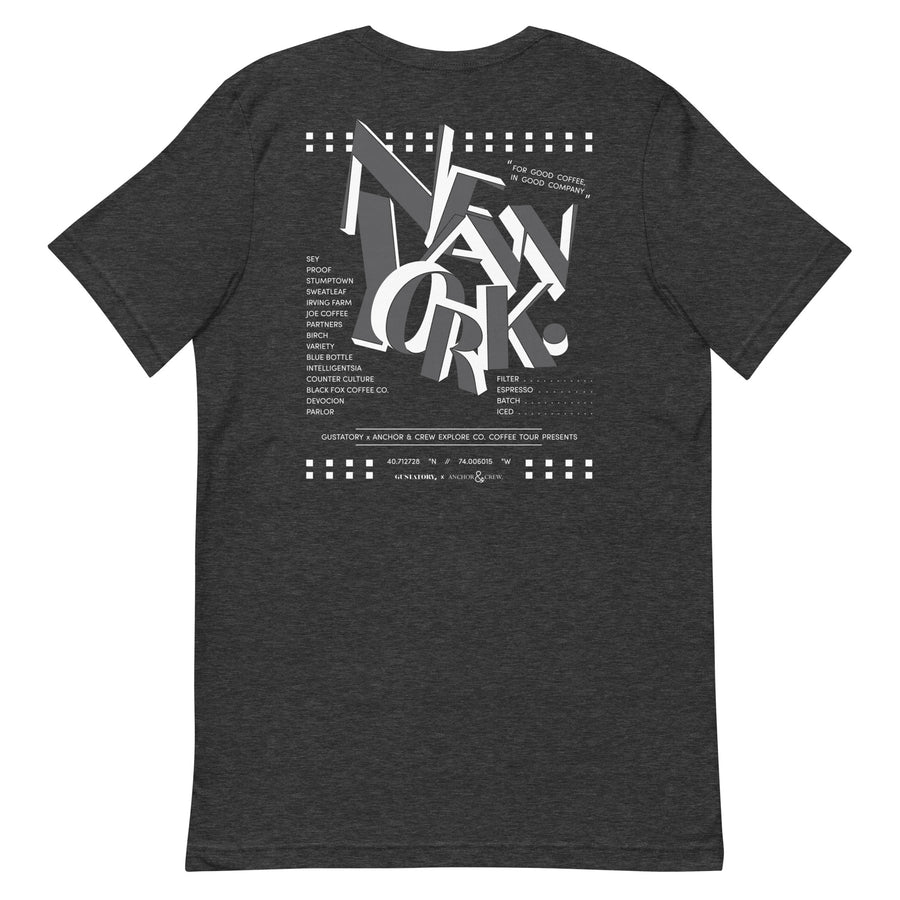 GUSTATORY New York Coffee Scene Cotton Embroidered T-Shirt