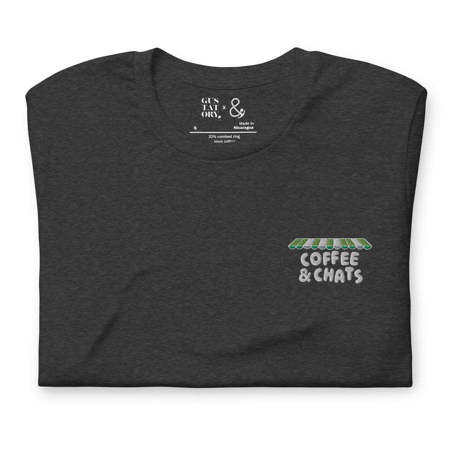 GUSTATORY Coffee & Chats Cotton Embroidered T-Shirt