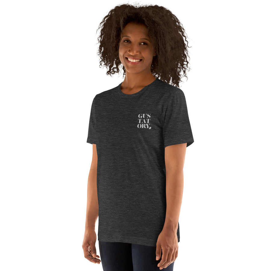 GUSTATORY Barcelona Coffee Scene Cotton Embroidered T-Shirt