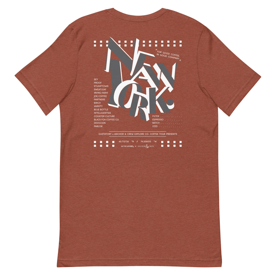 GUSTATORY New York Coffee Scene Cotton Embroidered T-Shirt