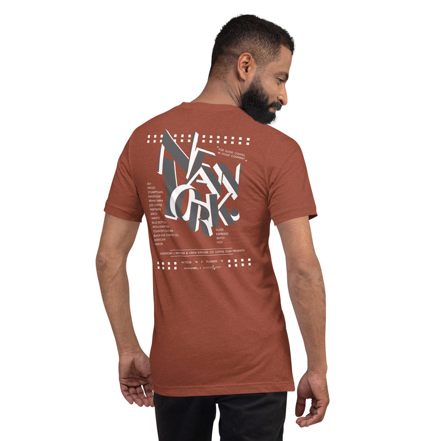 GUSTATORY New York Coffee Scene Cotton Embroidered T-Shirt