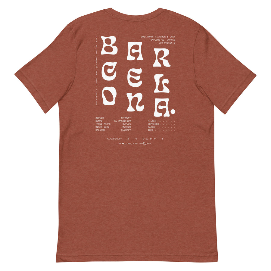 GUSTATORY Barcelona Coffee Scene Cotton Embroidered T-Shirt