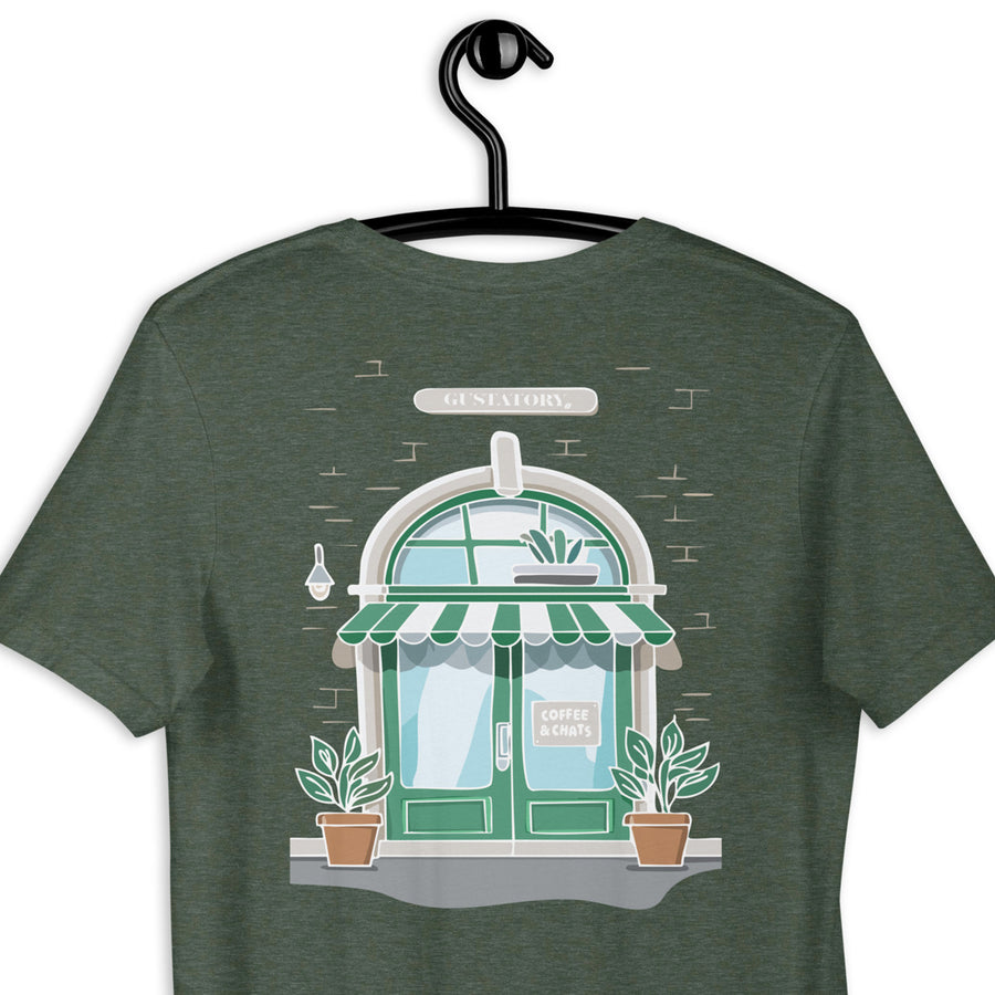 GUSTATORY Coffee & Chats Cotton Embroidered T-Shirt