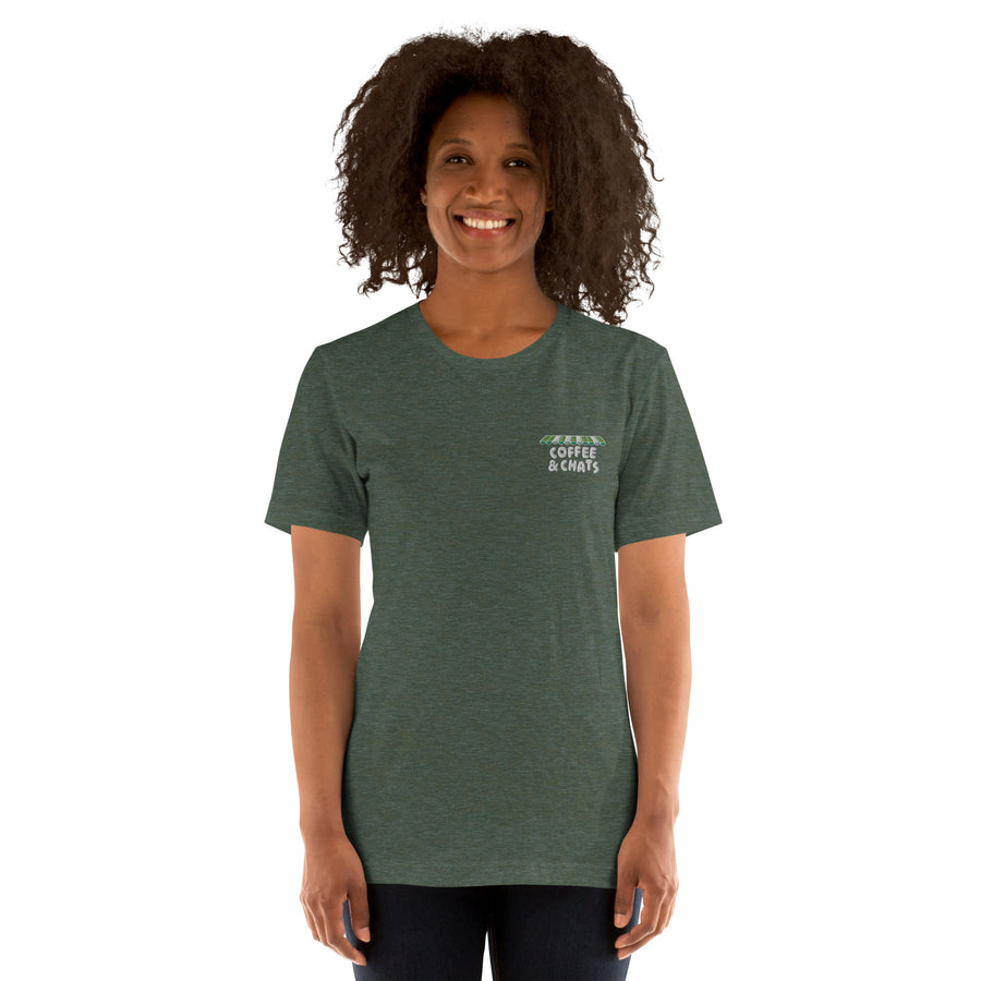 GUSTATORY Coffee & Chats Cotton Embroidered T-Shirt