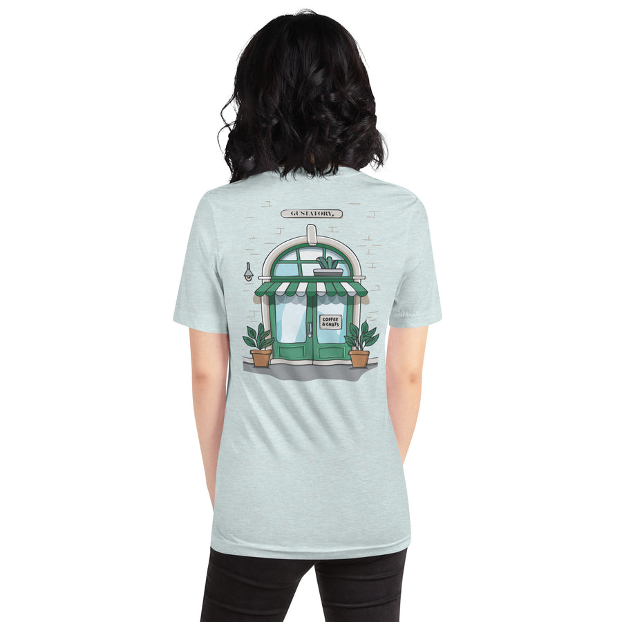 GUSTATORY Coffee & Chats Cotton Embroidered T-Shirt