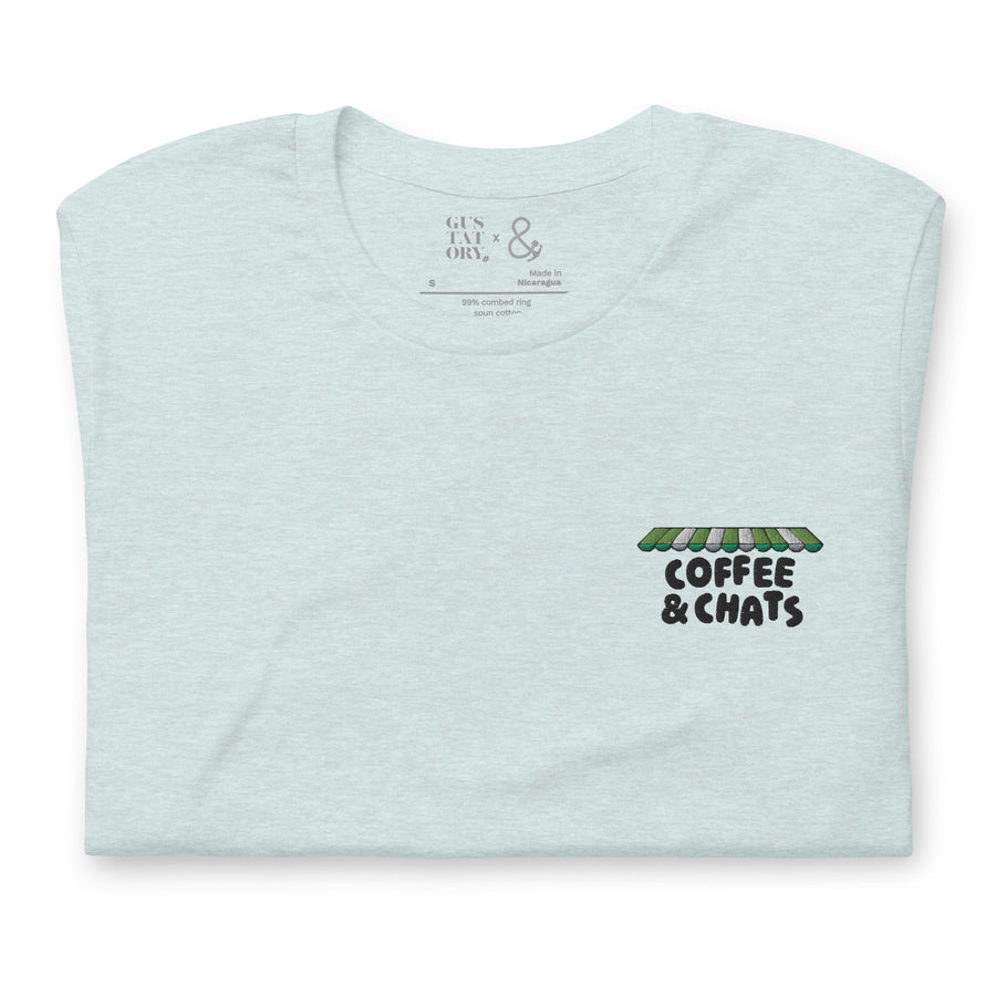 GUSTATORY Coffee & Chats Cotton Embroidered T-Shirt
