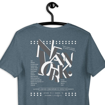 GUSTATORY New York Coffee Scene Cotton Embroidered T-Shirt