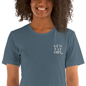 GUSTATORY Barcelona Coffee Scene Cotton Embroidered T-Shirt