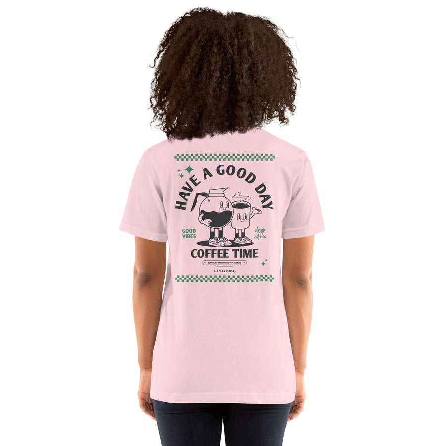 GUSTATORY Have A Good Day Cotton Embroidered T-Shirt