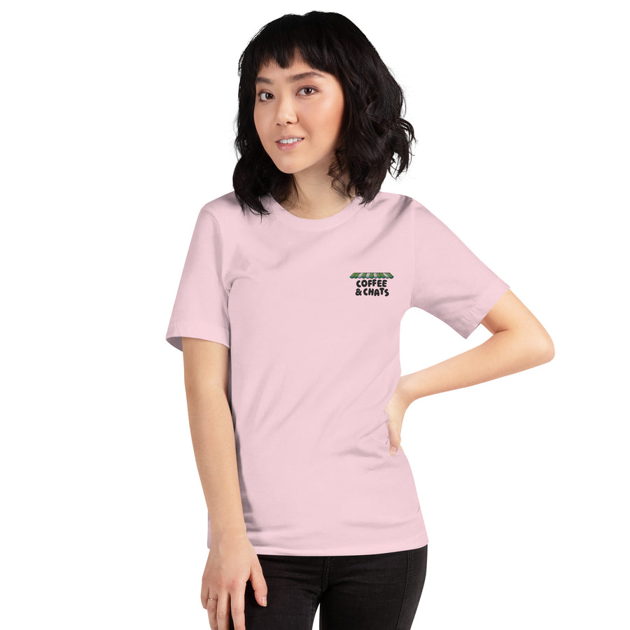 GUSTATORY Coffee & Chats Cotton Embroidered T-Shirt