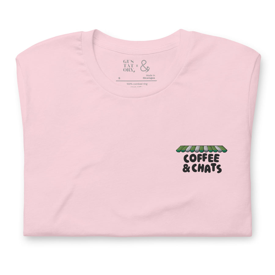 GUSTATORY Coffee & Chats Cotton Embroidered T-Shirt