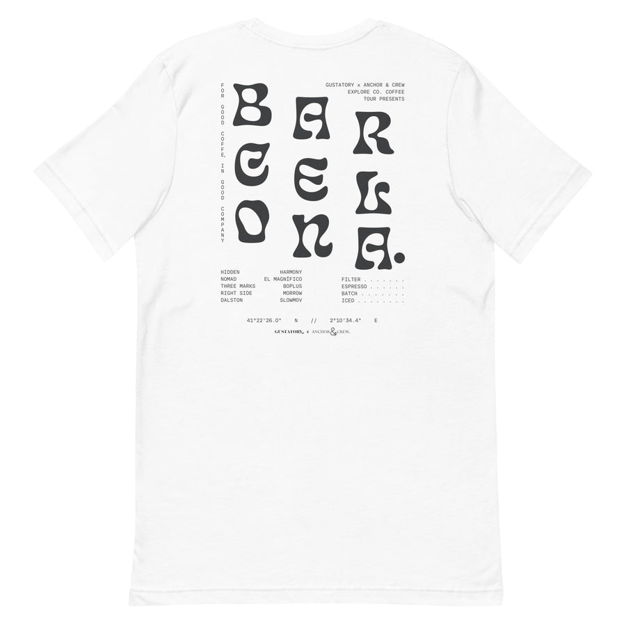 GUSTATORY Barcelona Coffee Scene Cotton Embroidered T-Shirt