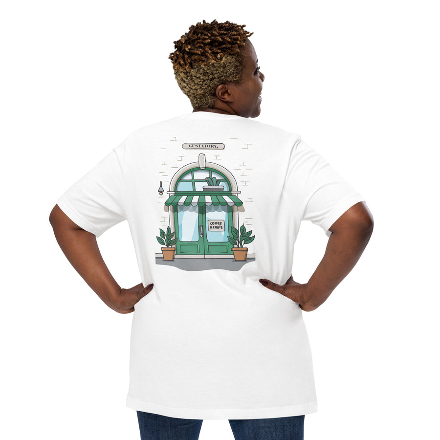 GUSTATORY Coffee & Chats Cotton Embroidered T-Shirt