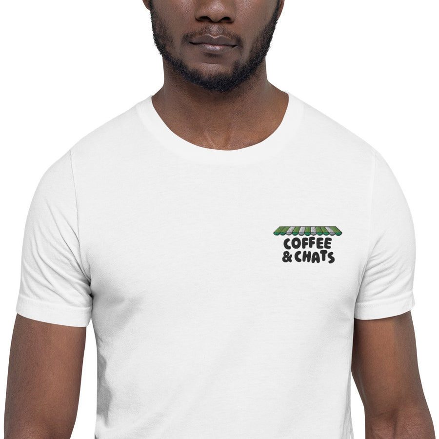 GUSTATORY Coffee & Chats Cotton Embroidered T-Shirt